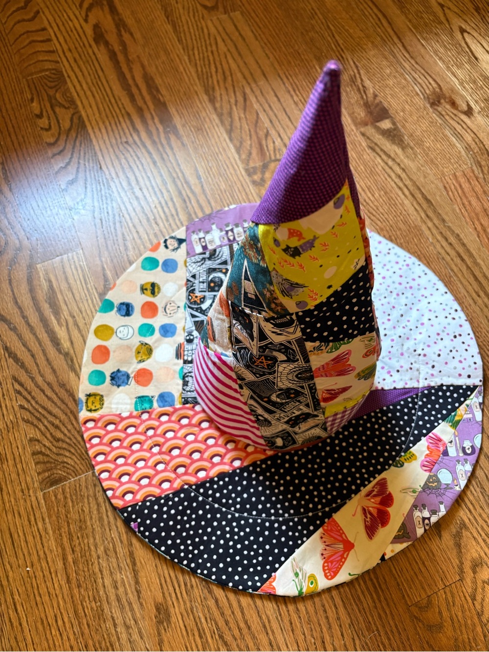 Patchwork Witch Hat - Multicolor Fabric Design